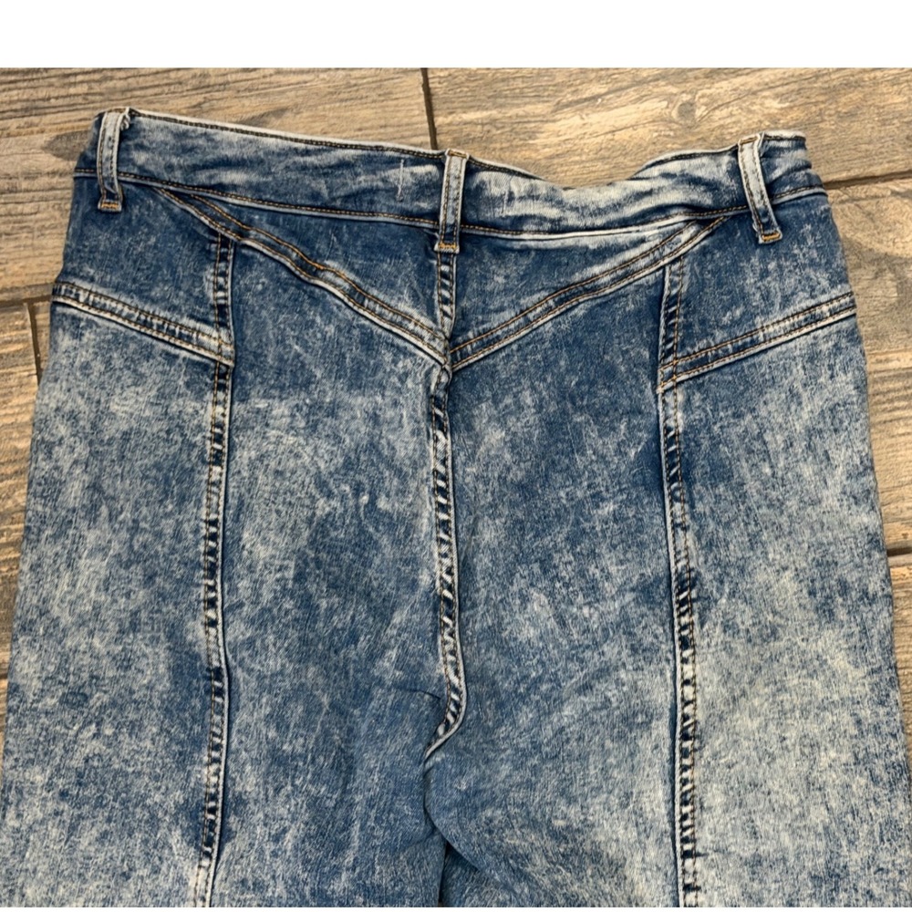 Free People We the Free Riley Seamed Skinny Denim Jeans Acid Wash High Waist 32 - Picture 10 of 11